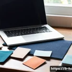 Home 15 홈디자인 초보자를 위한 Q A - **Prompt:** A cozy, sun-drenched home office or creative studio where a person, dressed in comfortab...