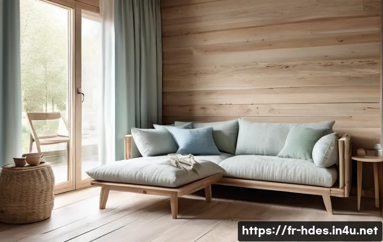 홈디자인 트렌드 분석 - A cozy contemporary living room featuring raw wood elements: rustic wooden furniture with visible gr...