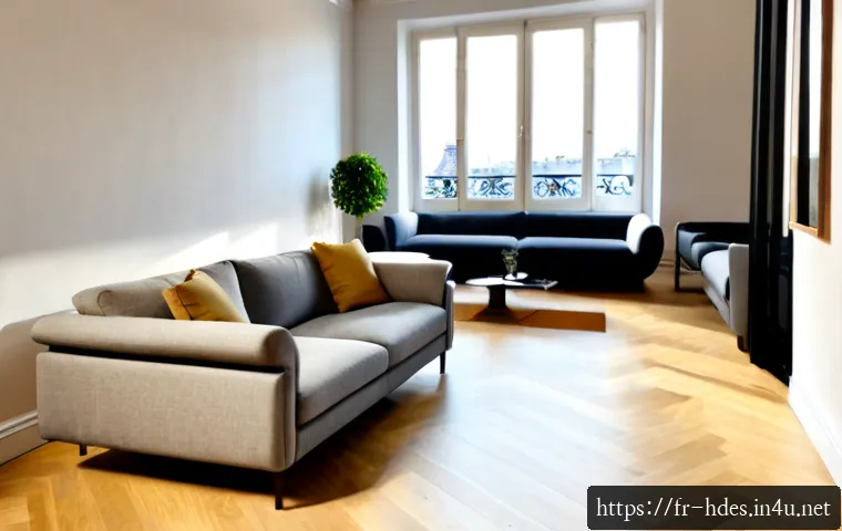 홈디자인 분야의 최신 기술 - Photorealistic contemporary Paris apartment living room, interior designer using augmented reality g...